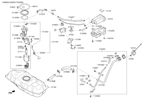 2017 Kia Soul Hose-Fuel Filler Diagram for 31036B2550