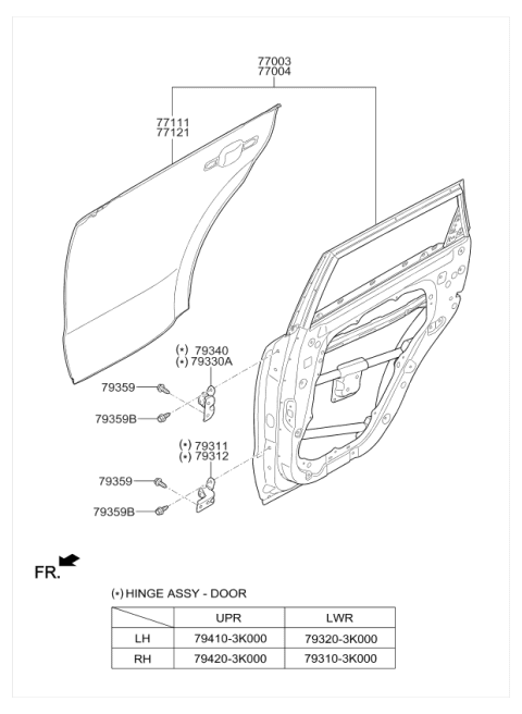 2018 Kia Soul Rear Door Panel Diagram