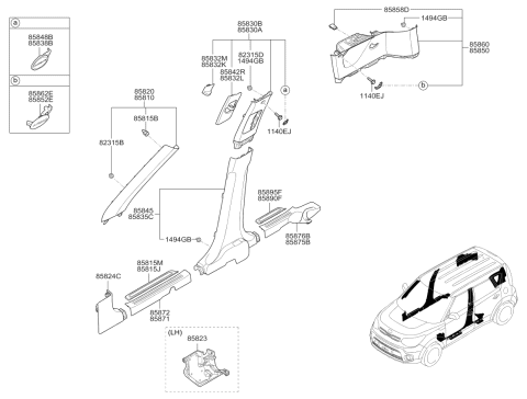 2017 Kia Soul Interior Side Trim Diagram