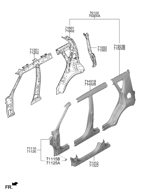 2018 Kia Soul Panel Assembly-Pillar Outer Diagram for 71120B2A50