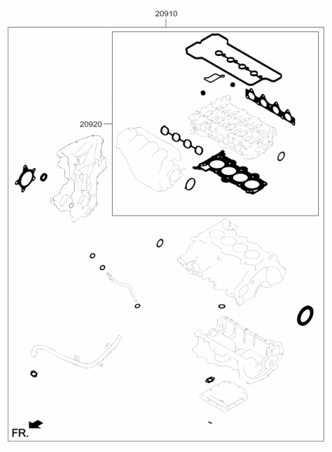 2017 Kia Soul Engine Gasket Kit Diagram 1
