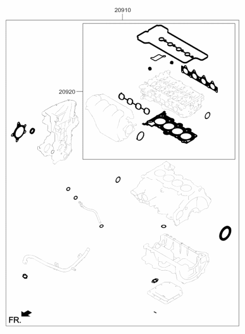 2018 Kia Soul Gasket Kit-Engine OVEAUL Diagram for 209102BB03