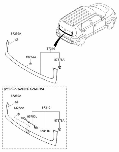 2018 Kia Soul Garnish Assembly-Tail Gate Diagram for 87310B2650