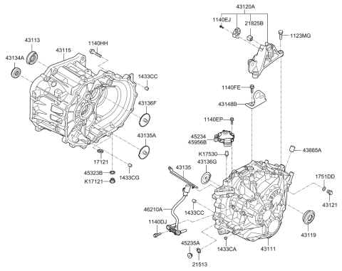 2018 Kia Soul Bracket-TRNASMISSION Diagram for 431202D010