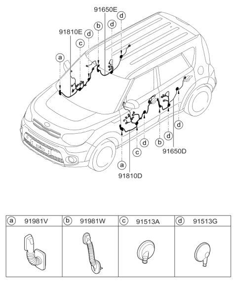 2017 Kia Soul Wiring Assembly-Front Door(Door Diagram for 91605B2510