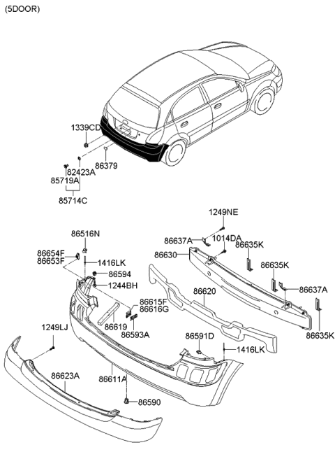 2007 Kia Rio Rear Bumper Diagram 3