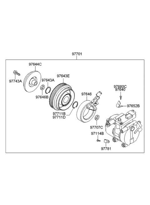 2008 Kia Rio PULLEY Assembly-A/C Diagram for 976431G000