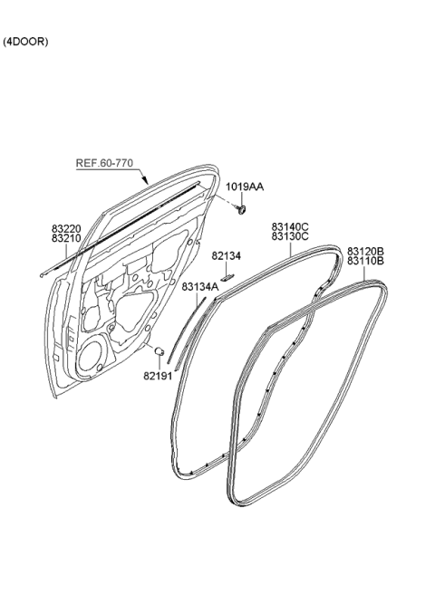 2007 Kia Rio Rear Door Moulding Diagram 1