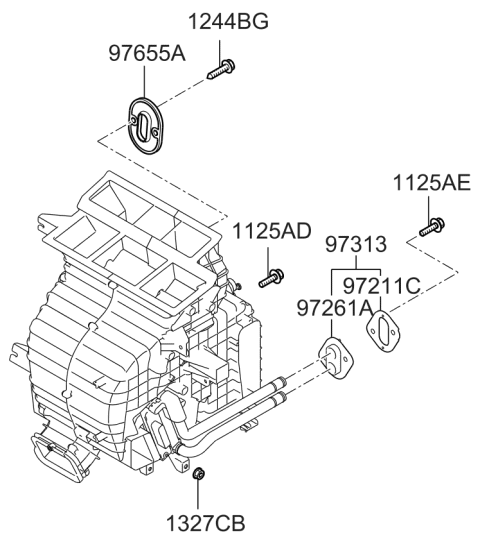 2010 Kia Rio Heater System-Heater & Evaporator Diagram 1