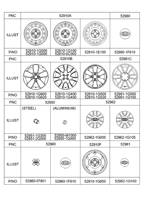 2009 Kia Rio Wheel Assembly-Steel Diagram for 529101G055