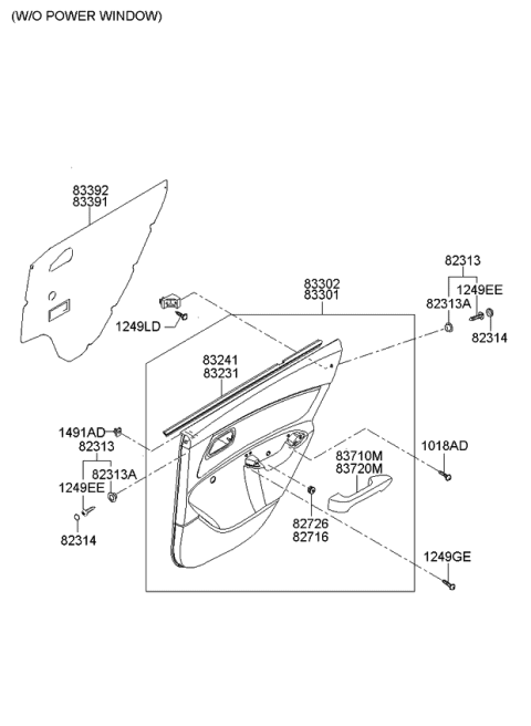 2009 Kia Rio Rear Door Trim Diagram 1