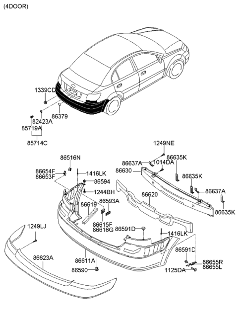 2006 Kia Rio Rear Bumper Diagram 1