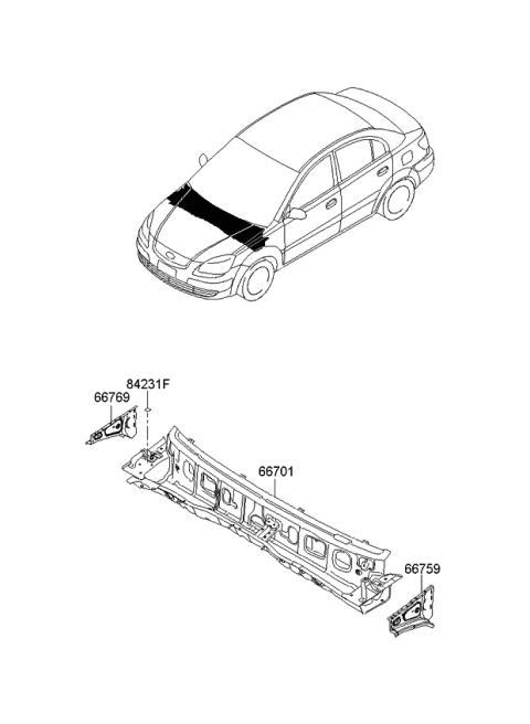 2006 Kia Rio Cowl Panel Diagram