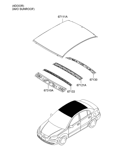 2008 Kia Rio Rail-Roof Rear Diagram for 671321G000