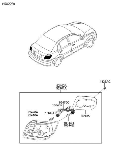 2008 Kia Rio Rear Combination Lamp Diagram 1