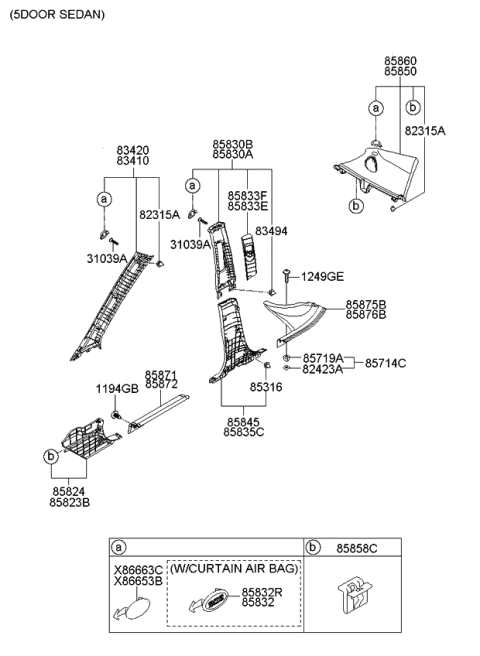 2009 Kia Rio Interior Side Trim Diagram 2