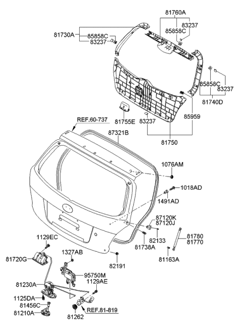 2009 Kia Rio Bumper-Tail Gate OVERSL Diagram for 8173831110