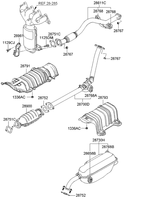 2011 Kia Rio Muffler & Exhaust Pipe Diagram 1