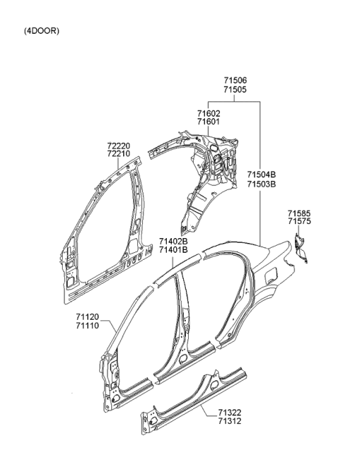 2007 Kia Rio Side Body Panel Diagram 2