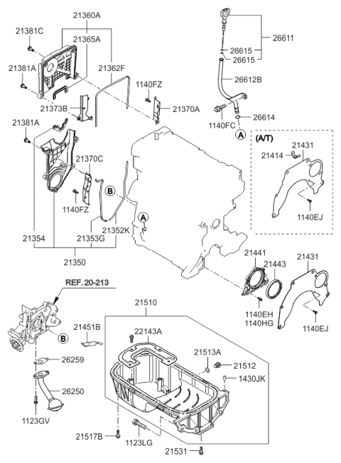 2006 Kia Rio Oil Level Gauge Guide Diagram for 2661226011