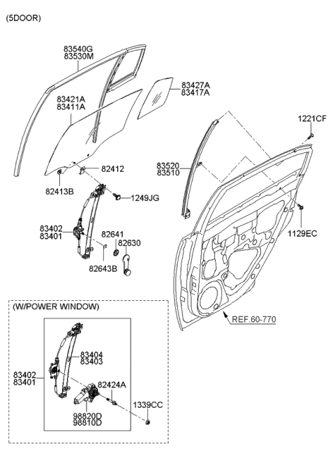 2011 Kia Rio Rear Door Window Reg & Glass Diagram 2