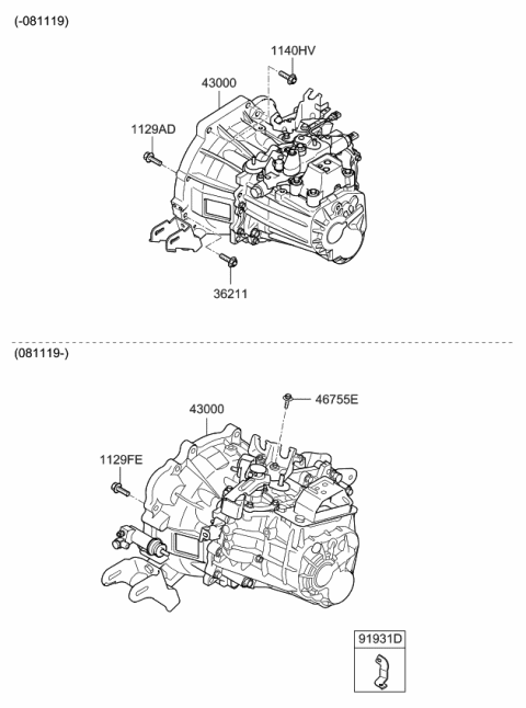 2011 Kia Rio Transaxle Assy-Manual Diagram