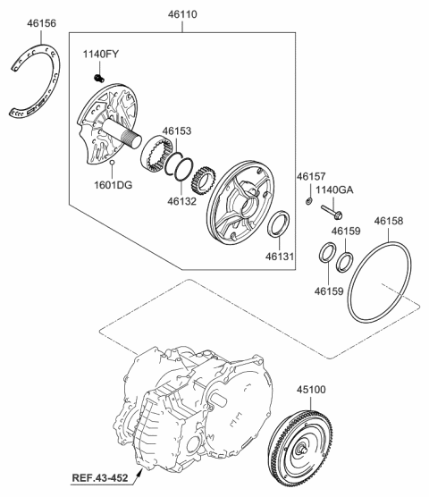 2008 Kia Rio Auto Transmission Torque Converter & Oil Pump Diagram