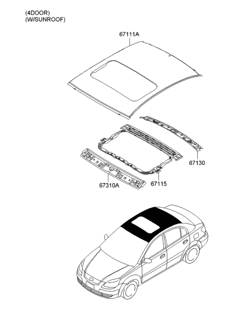 2006 Kia Rio Produced After SEP.2006 Roof Panel Diagram 2