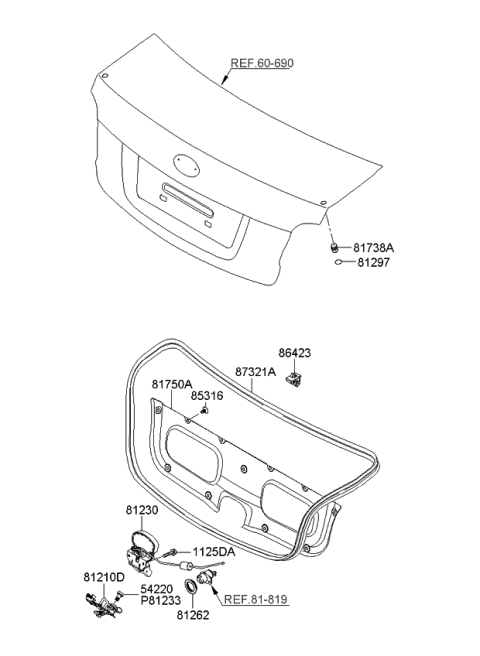 2011 Kia Rio Trunk Lid Trim Diagram