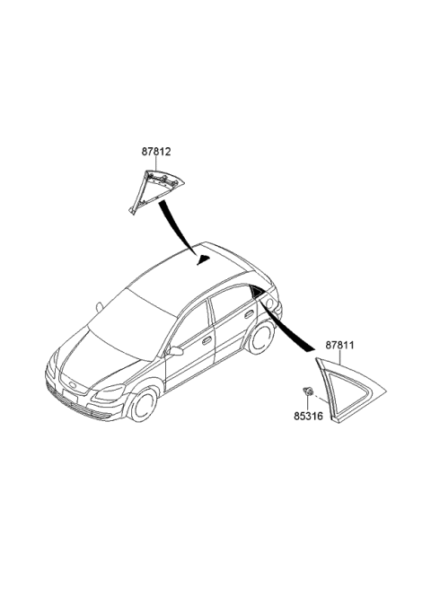 2011 Kia Rio GARNISH Assembly-Quarter RH Diagram for 878201G200