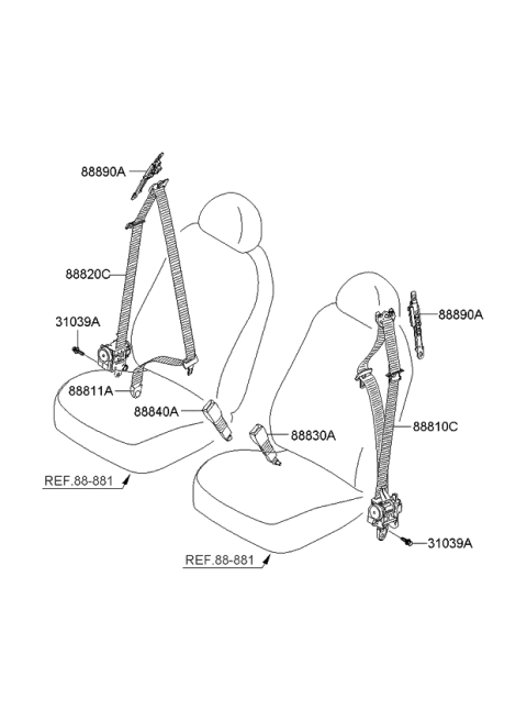 2007 Kia Rio Belt-Front Seat Diagram