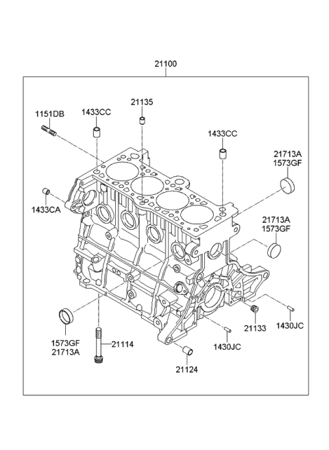 2009 Kia Rio Block Assembly-Cylinder Diagram for 2110026952