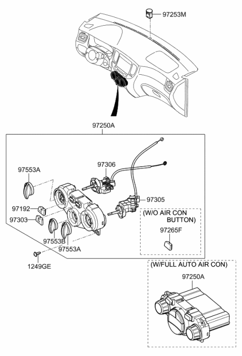 2008 Kia Rio Control Assembly-Heater Diagram for 972501G380VA