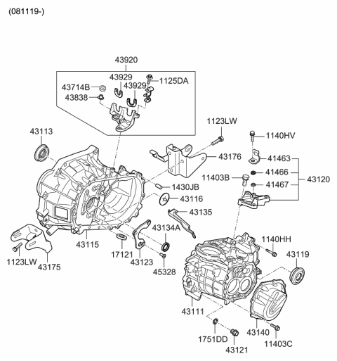 2006 Kia Rio Transaxle Case-Manual Diagram 3