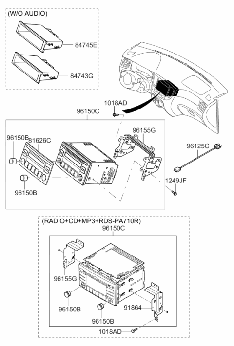 2008 Kia Rio Audio Assembly-Electronic Tune Radio Diagram for 961001G486RU