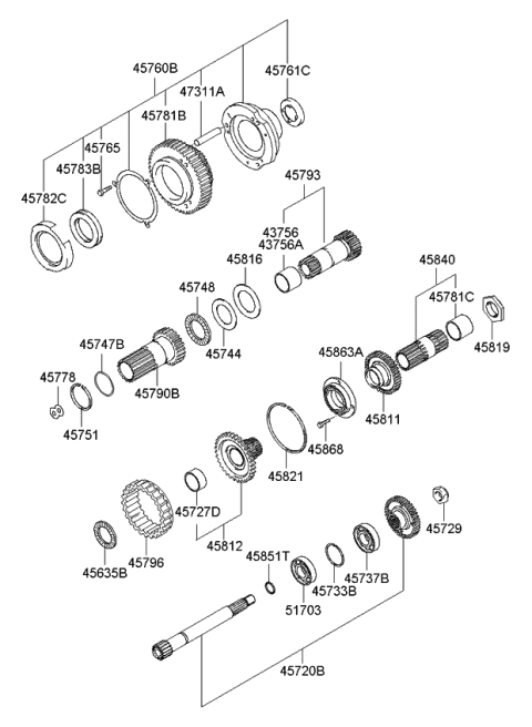 2011 Kia Rio Gear-Transfer Driven Diagram for 4581122870