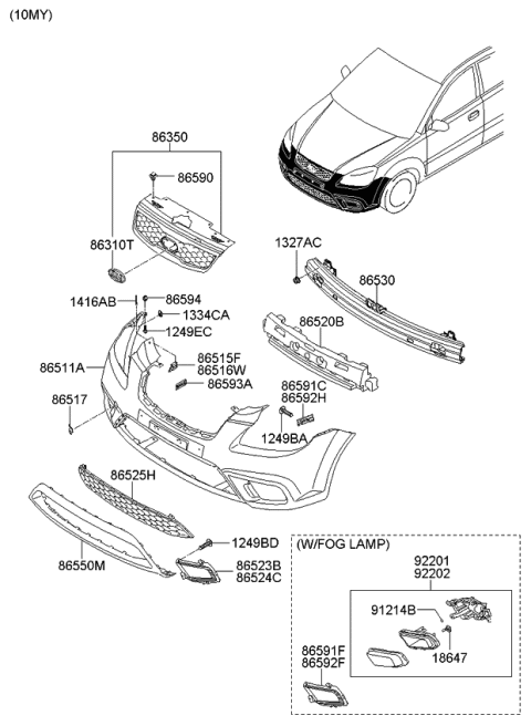 2010 Kia Rio Cover-Front Bumper,Center Diagram for 865231G600