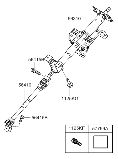 2008 Kia Rio Column Assembly-Upper Diagram for 563101G070