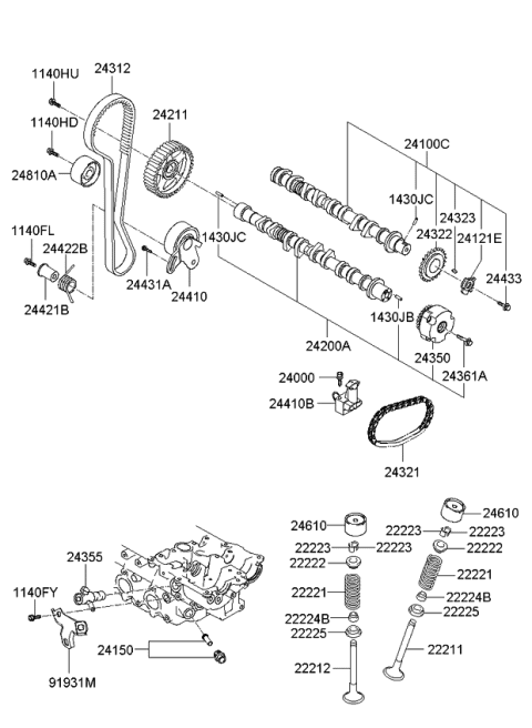 2007 Kia Rio Camshaft & Valve Diagram