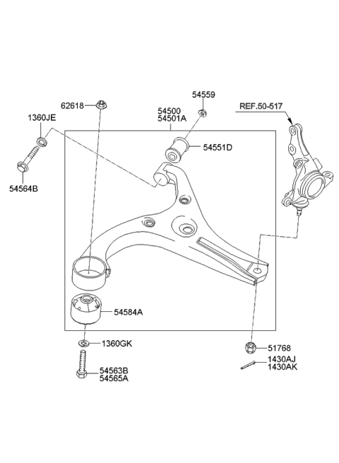 2011 Kia Rio Front Suspension Lower Arm Diagram