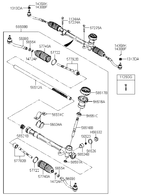 2008 Kia Rio Gear Assembly-Steering Diagram for 565001G000