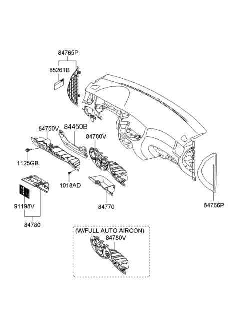 2010 Kia Rio Panel Assembly-Lower Crash Pad Diagram for 847501G501RU