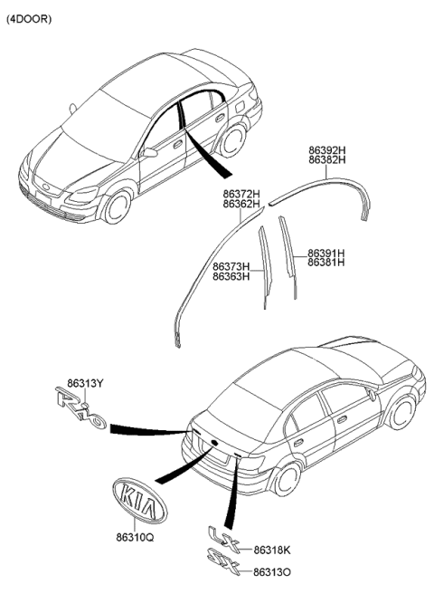 2009 Kia Rio Emblem Diagram 1