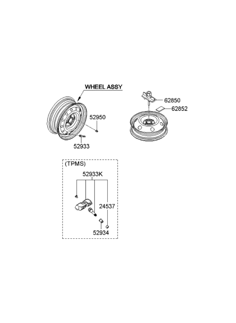 2011 Kia Rio Nut-TPMS Diagram for 529341G000