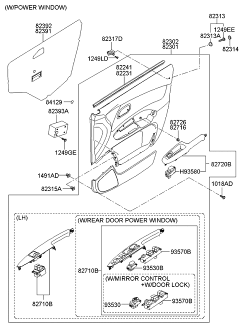 2006 Kia Rio Switch Assembly-Mirror Diagram for 935301G100