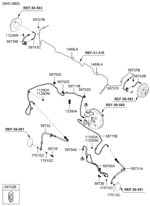 2011 Kia Rio Tube-Master Cylinder To Front Bra Diagram for 587151G000