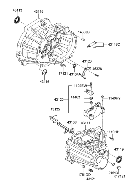 2010 Kia Rio Transaxle Case-Manual Diagram 1