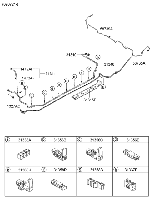2006 Kia Rio Tube-Connector To Rear Diagram for 587351G250