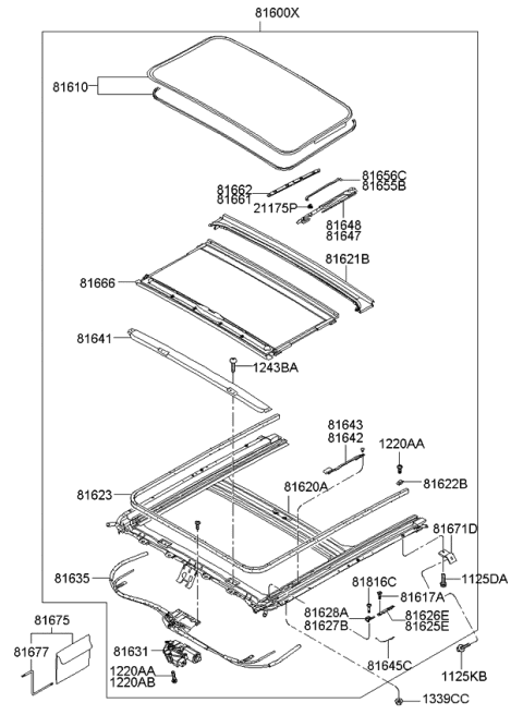 2007 Kia Rio Deflector Assembly-Sunroof Diagram for 816411G000