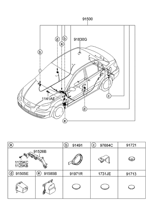 2008 Kia Rio Wiring Assembly-Floor Diagram for 915101G366
